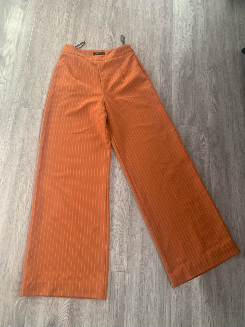 Forever 21 Pinstripe Wide-Leg Pants in Rust Orange
